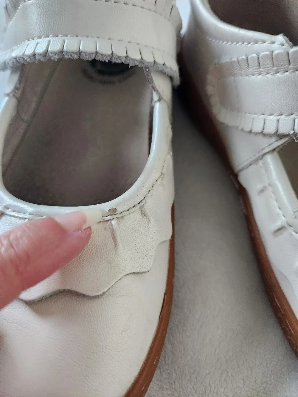 Livie & Luca Girls Ruche White Pearl Mary Jane Shoes